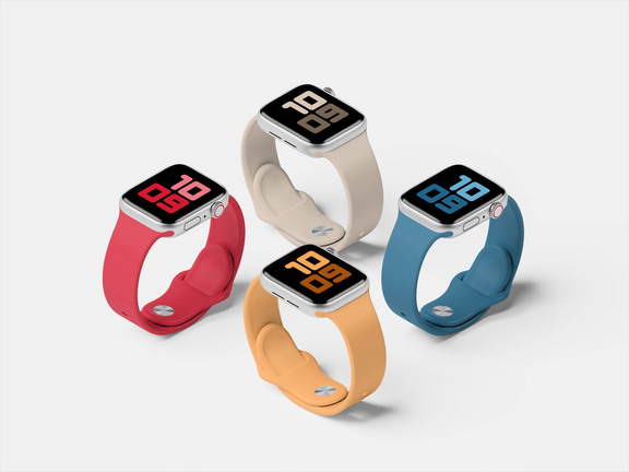 Apple Watch Series 5 Set Mockup苹果智能穿戴手表样机模型